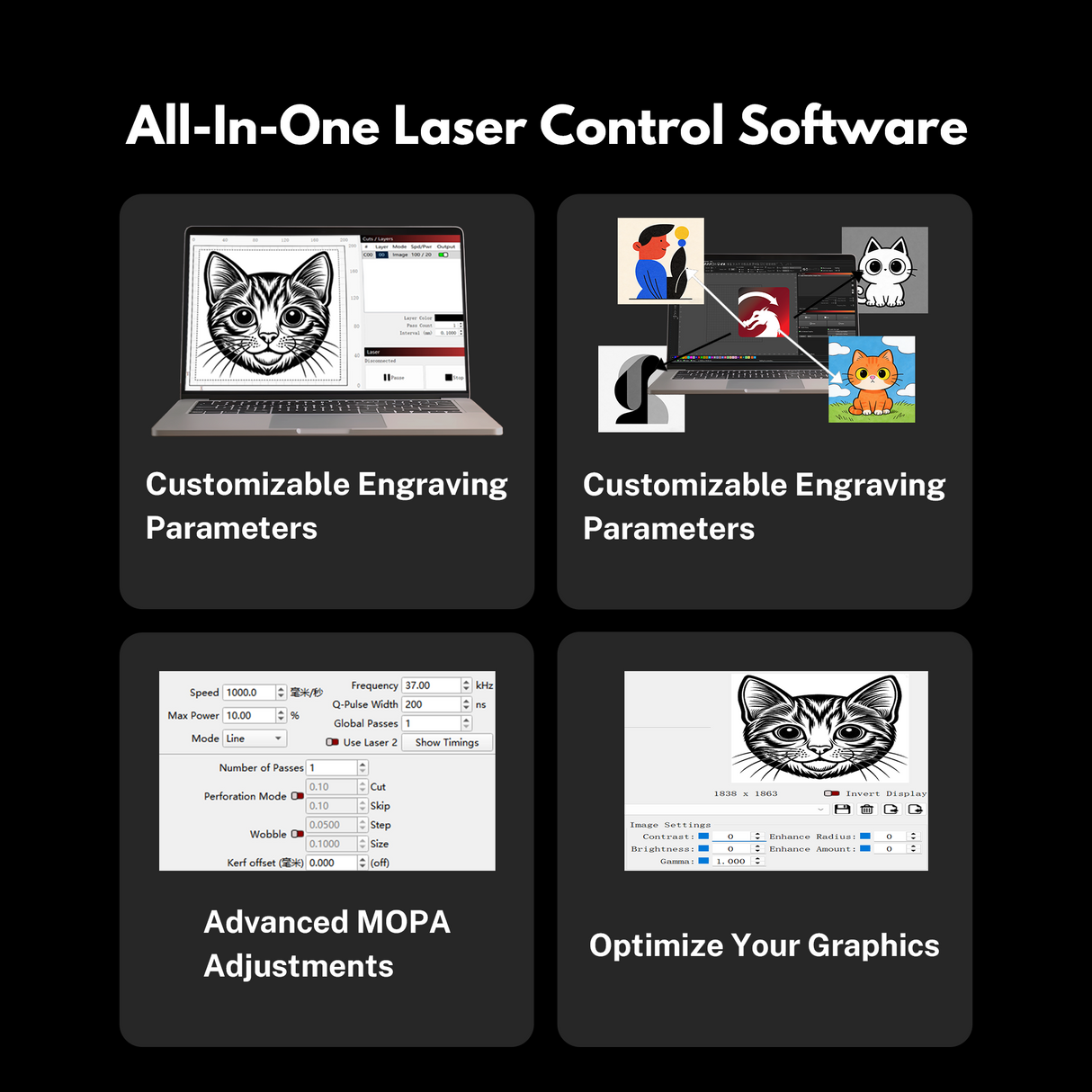 EM-Smart Dual 2 30W Mopa + 20W Diode Desktop Laser Engraver