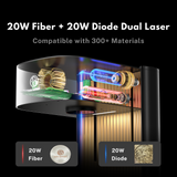 EM-Smart Dual SE 20W Fiber + 20W Diode Desktop Laser Engraver