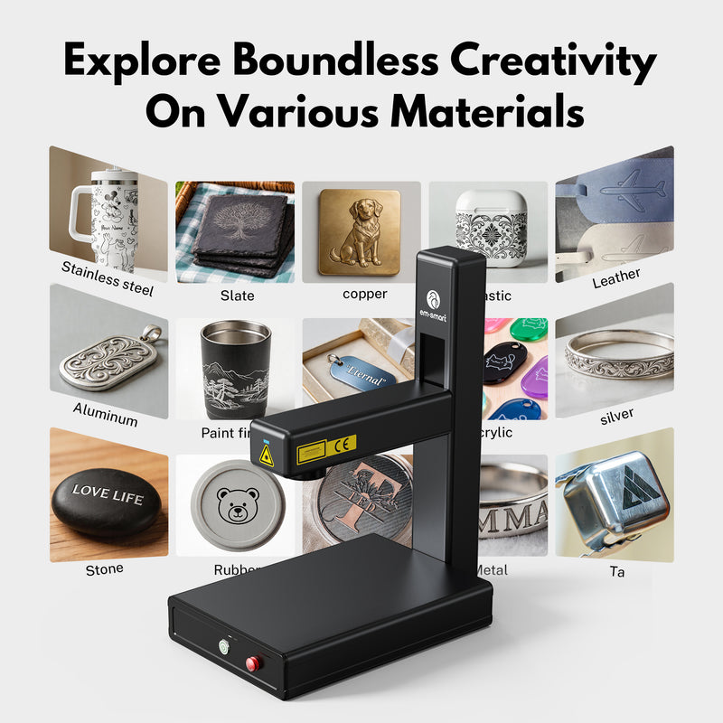 em-smart Nova - 20W/25W Portable & Foldable Fiber Laser Engraver with/without Rotary