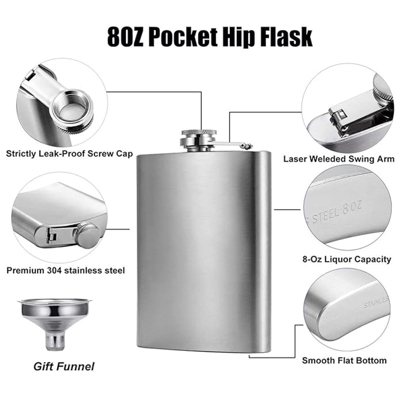 8oz Stainless Flasks for Laser Engraving