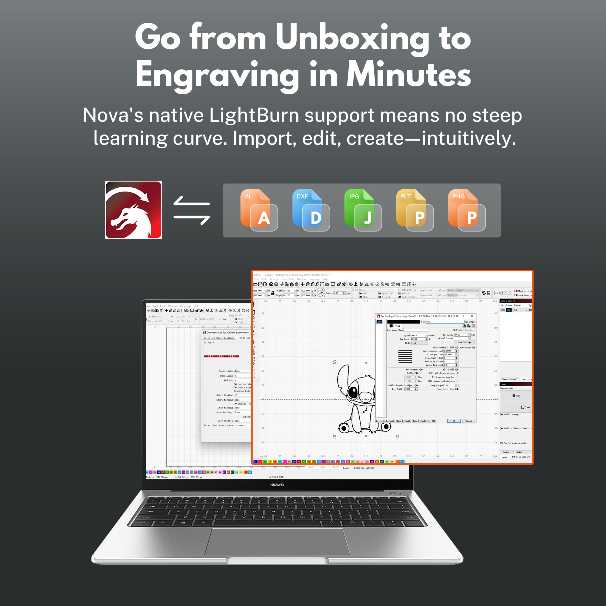 EM-Smart Nova - 20W/25W Portable & Foldable Fiber Laser Engraver with/without Rotary