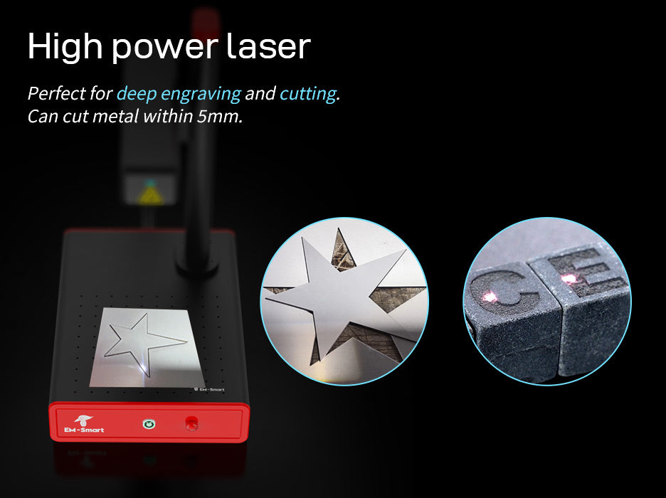 EM-Smart Super - 30W/50W - MAX Fiber Laser Engraver with/without Rotary